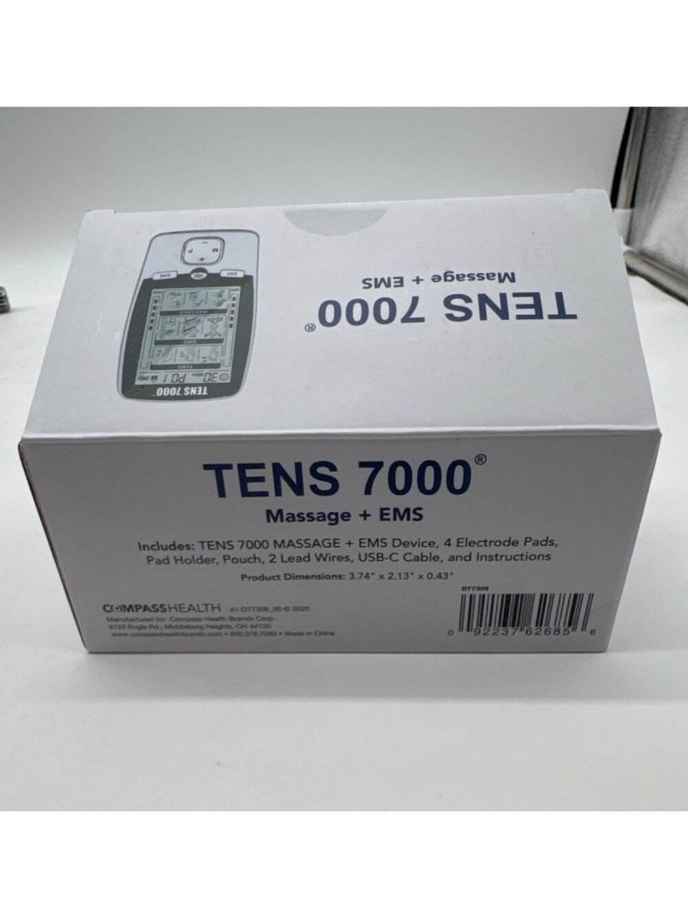 Tens 7000 Massage & EMS Device With 4 Electrode Pads Lead Wires USB-C Cable & In
